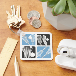 Pulver Blaue Lacrosse Blöcke von Sticks und Balls Schlüsselanhänger