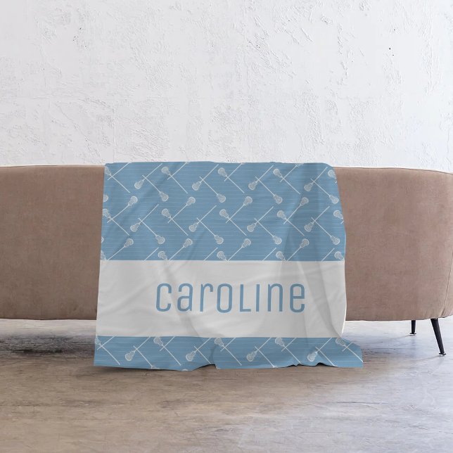 Pulver Blaue Lacrosse Weiße Sticks Gemustert Fleecedecke (Von Creator hochgeladen)