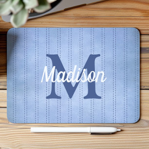 Pulver Blaue Vintage Pinstripe Retro Monogramm Mousepad