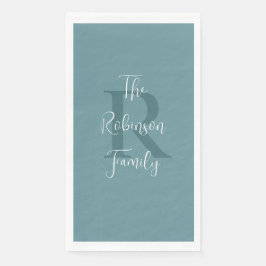 Pulver Blauer weißer Name Monogramm Papierhandtuch Serviette