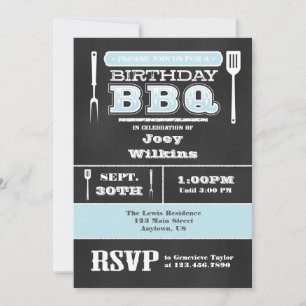 Pulver Blue GRILLEN Birthday Chalkboard Einladung