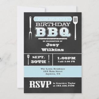 Pulver Blue GRILLEN Birthday Chalkboard Einladung