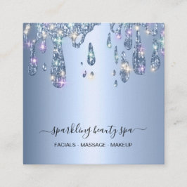 *~* Pulver Blue Metal Tropfen Dripping GLITZER AP7 Quadratische Visitenkarte