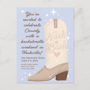 Pulver Blue Nash Bash Cowgirl Boot Bachelorette Postkarte