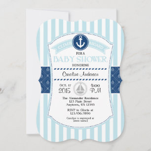 Pulver Blue Nautical Baby Shower Einladung