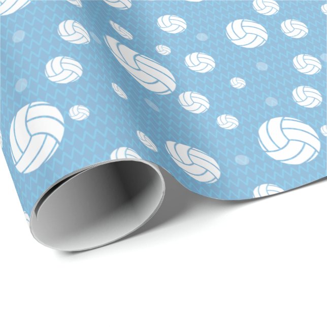 Pulver Blue Volleyball Zickzack Gemustert Geschenkpapier (Rolleneckpunkt)