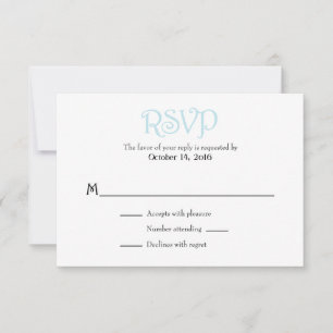 Pulver Blue White Schlicht Simple Wedding RSVP Car