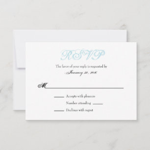 Pulver Blue White Schlicht Simple Wedding RSVP Car