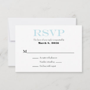 Pulver Blue White Schlicht Simple Wedding RSVP Car Karte