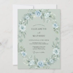 Pulver-Kornblumen-Kranz-Hochzeit Einladung