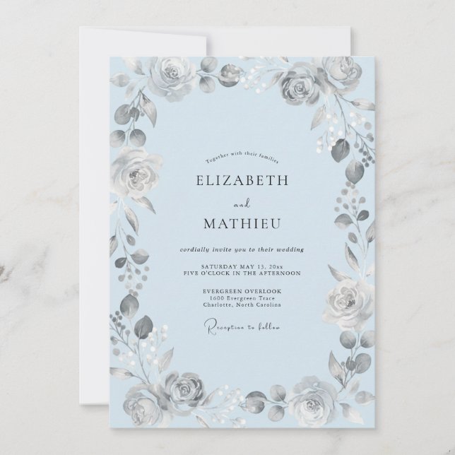 Pulver Silber Bemalte Hochzeit Einladung (Vorderseite)