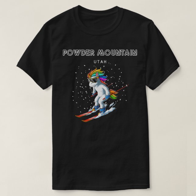 Pulverberge Utah Unicorn USA Ski 80s Retro Gif T-Shirt (Design vorne)