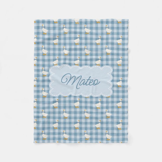 Pulverblau Gingham Gans Büffel Karo Individueller  Fleecedecke (Vorderseite)