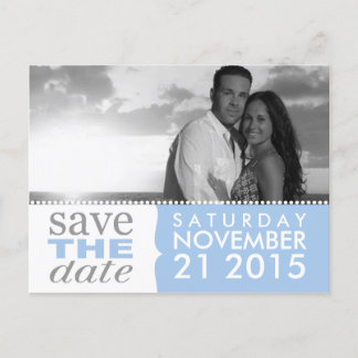 Pulverblau Sweet Beginnings Save the Date Foto Ankündigungspostkarte