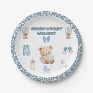 PULVERBLAUE KONFETTI-Jungen-Teddybär-Party 7" Pappteller