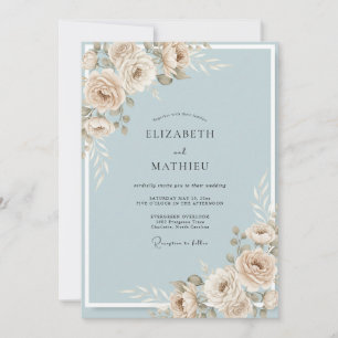 Pulverblaue Staubige Rose Hochzeit Einladung