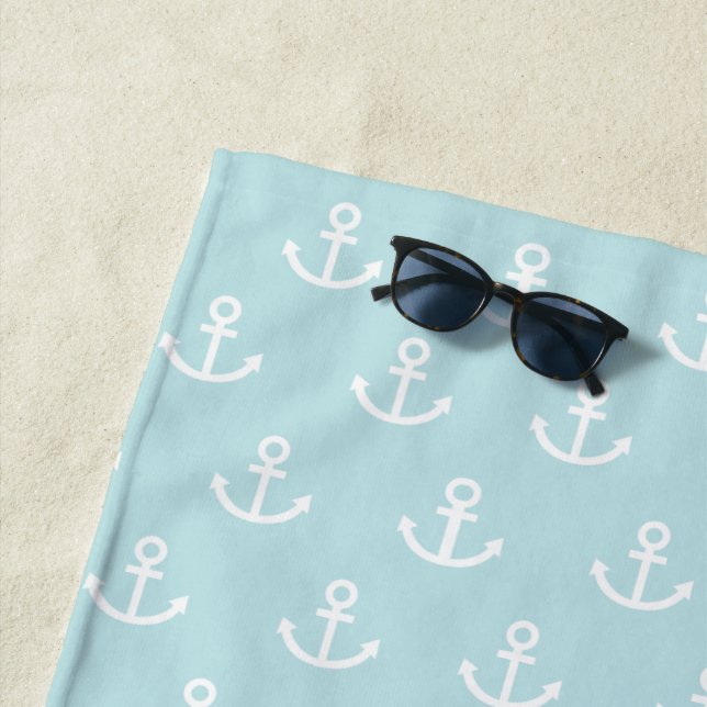 Pulverfarbe Blau und Weiß Ankermuster Strandtuch (Beispiel)