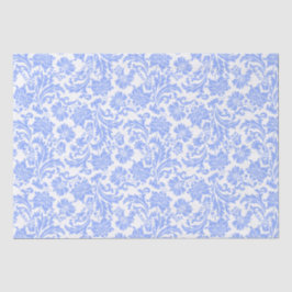 Pulverfarbe Blau und weiße Floral Damast Seidenpapier
