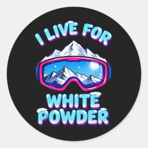 Pulverschnee Skifahren Retro Skibrille Mountai Runder Aufkleber