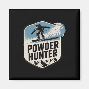 Pulverschneejäger Ski Snowboard Bergabenteuer Sieg Magnet