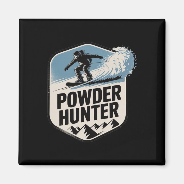 Pulverschneejäger Ski Snowboard Bergabenteuer Sieg Magnet (Vorne)