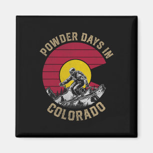 Pulvertage in Colorado Flag Skifahren Snowboarden Magnet