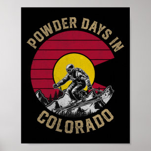 Pulvertage in Colorado Flag Skifahren Snowboarden Poster
