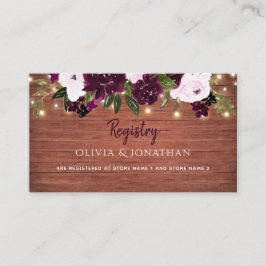 Pum floral Rustic Wood Wedding Registry Begleitkarte