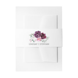 Pum Lila Aquarellfarben Blume Elegante Hochzeit Einladungsbanderole