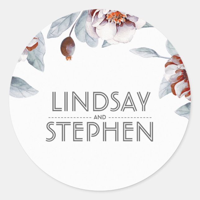 Pum Lila Aquarellfarben Blume Elegante Hochzeit Runder Aufkleber (Vorderseite)