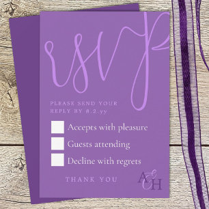 Pum Lila Calligraphy Script Wedding RSVP Card