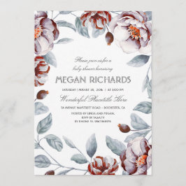 Pum Lila Floral Watercolor Boho Babydusche Einladung