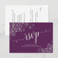 Pum Lila & Silver Elegante Kalligraphie Hochzeit