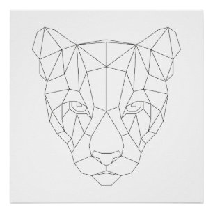 Puma-geometrischer schwarzer u. weißer poster