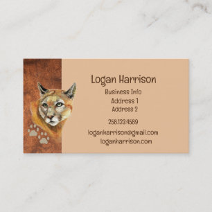 Puma, Mountain Lion, Cougar Tracks Business Card Visitenkarte