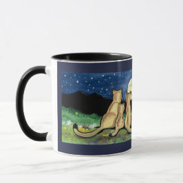 Puma Mountain Lion Family und Moon Designer Tasse