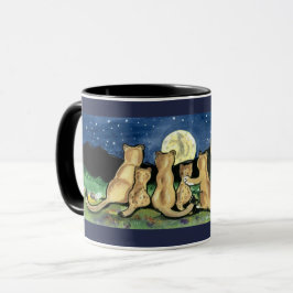 Puma Mountain Lion Family und Moon Designer Tasse