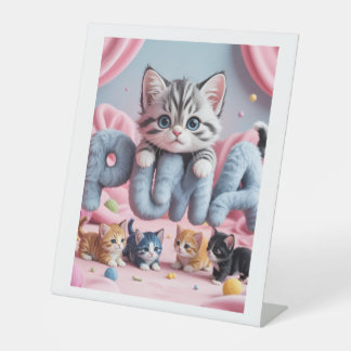 Puma Pfoten | Süße Katzen-Fantasie-Kunst Sockelschild