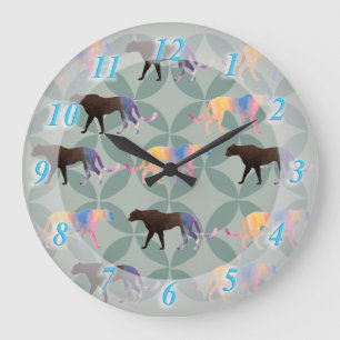 Pumas Puma Tigers wild Animals  Große Wanduhr