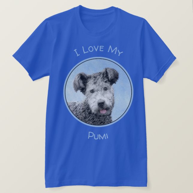 Pumi-Malerei - Niedliche Original Hunde-Kunst T-Shirt (Design vorne)