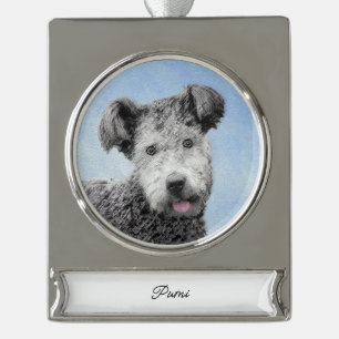 Pumi Malerei - Süße originelle Hundekunst Silberpl Banner-Ornament Silber