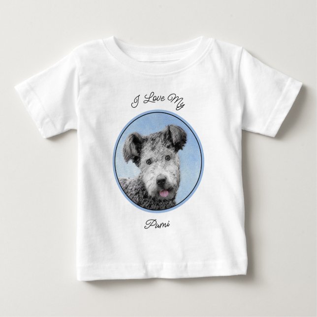 Pumi Painting - Niedliche Original Hunde Kunst Baby T-shirt (Vorderseite)