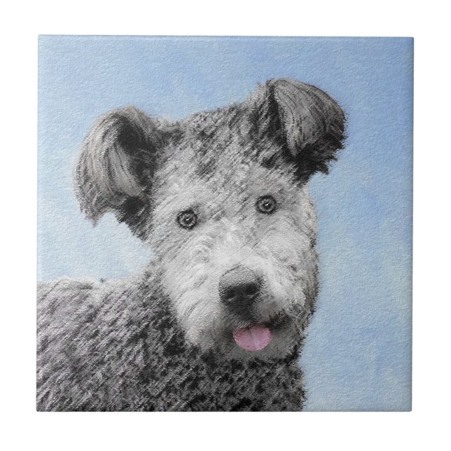Pumi Painting - Niedliche Original Hunde Kunst Fliese (Vorderseite)