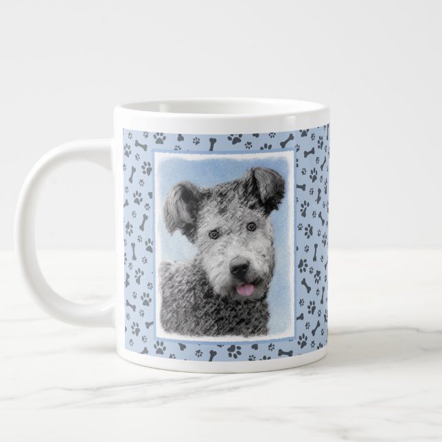 Pumi Painting - Niedliche Original Hunde Kunst Jumbo-Tasse (Links)
