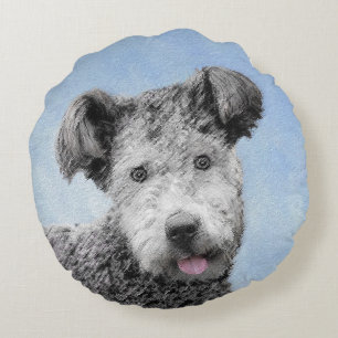 Pumi Painting - Niedliche Original Hunde Kunst Rundes Kissen