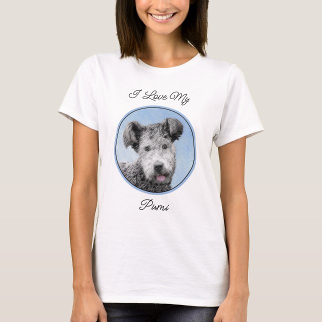 Pumi Painting - Niedliche Original Hunde Kunst T-Shirt (Vorderseite)