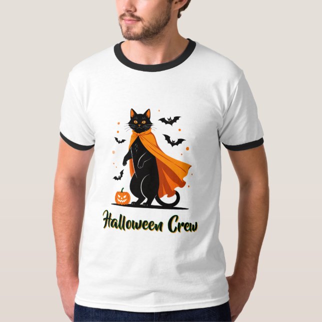 Pumkin Black Cat Halloween T - Shirt (Vorderseite)