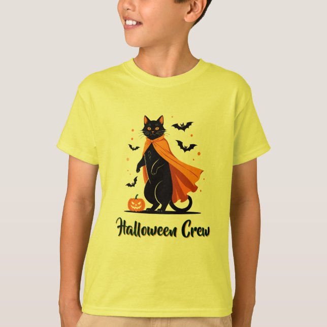 Pumkin Black Cat Halloween T - Shirt (Vorderseite)