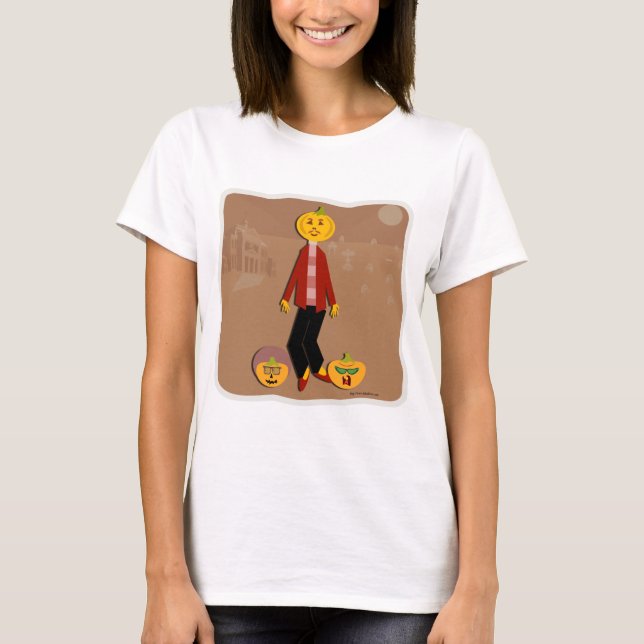 Pumkin Face Cartoon Halloween Art T-Shirt (Vorderseite)