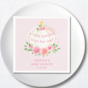Pumkin Floral Pink Girl's Baby Shower Serviette